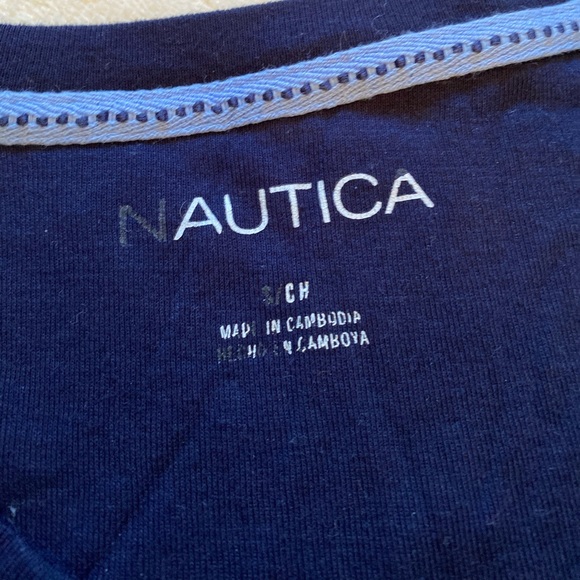 Nautica blue snowflake pajama set- pants with half button up long sleeve shirt - Picture 3 of 5